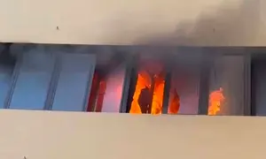 Imagen de las llamas en la vivienda.