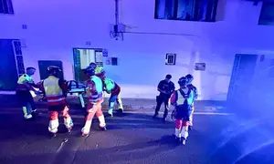 Bomberos del Consorcio de Seguridad y Emergencias colaborando en el traslado.