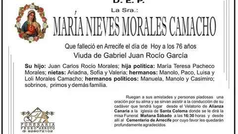 D.E.P. María Nieves Morales Camacho