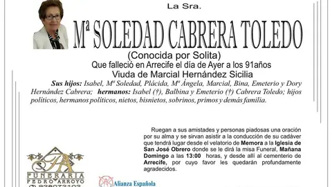 D.E.P. Mª Soledad Cabrera Toledo