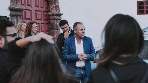 Jesús Machín con sus compañeros en Tinajo.