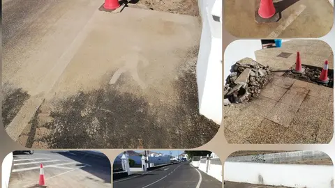 Calles de Uga en mal estado debido a la rotura de tuberías