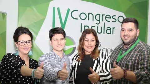Archivo-Lara Cabrera con Diego Gago, la presidenta PP LANZAROTE Astrid Pérez y presidente regional Alejandro Sánchez