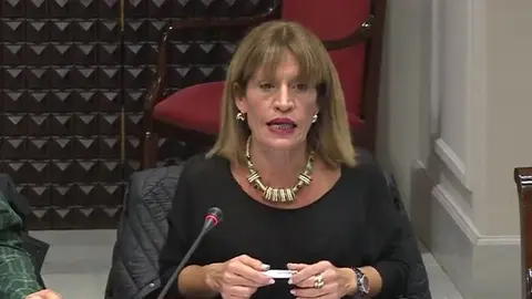 Esther González durante la comisión parlamentaria.