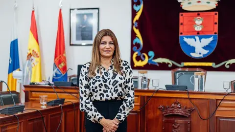 María Jesús Tovar, concejal del Ayuntamiento de Arrecife. Imagen en el salón de plenos
