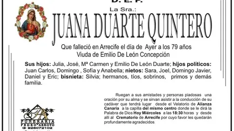 D.E.P. Juana Duarte Quintero