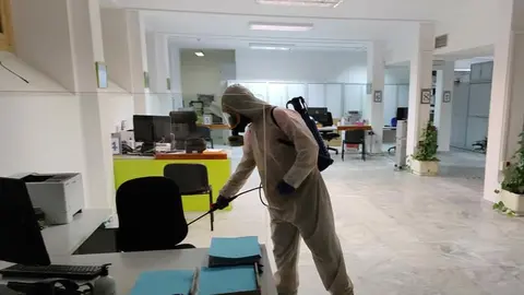 Desinfección ante la covid en las instalaciones de la Casa Consistorial de Arrecife