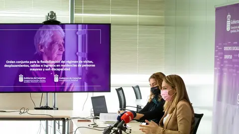 22.03.21.-Las Palmas de Gran Canaria. La consejera de Derechos Sociales, Noemí Santana, y la viceconsejera del área, Gemma Martínez, hacen balance de la situación actual en las residencias de personas mayores y de discapacidad, tras flexibilizarse las restricciones sanitarias que les afectaban.