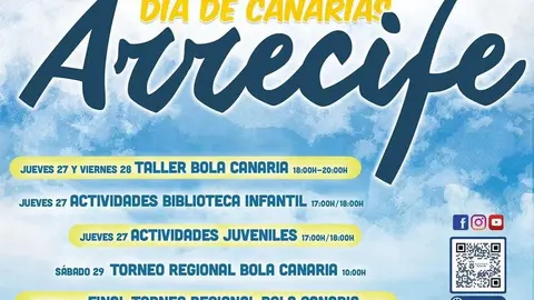 Programación y horarios de los actos organizados por el Ayuntamiento de Arrecife por el Dïa de Canarias