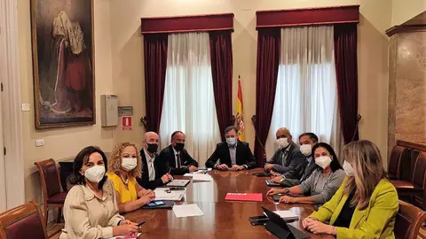 Los senadores socialistas canarios junto al SE de Migraciones