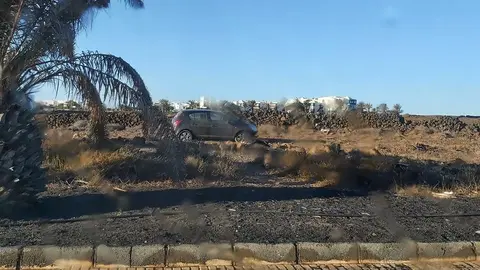 Imagen del lugar en el que ha quedado el coche este domingo por la mañana