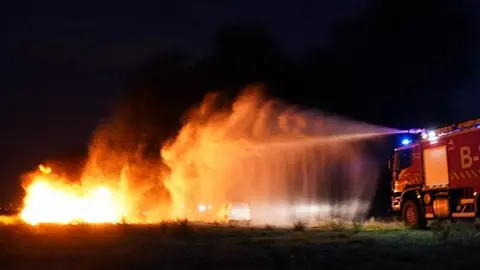 Imagen de archivo de otro simulacro de incendio similar al que se realizó este lunes en Lanzarote.