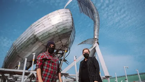 Escultura Pescador con Marlin