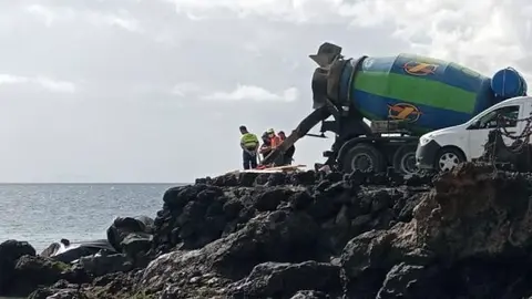 Imagen de las obras que se están realizando en el Muelle Chico de Puerto del Carmen