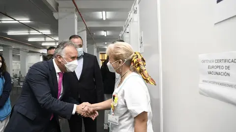 El presidente de Canarias, Ángel Víctor Torres, con personal sanitario.