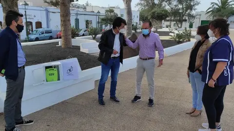 Jesús Machín junto a Marcos Bergaz este sábado por la mañana.