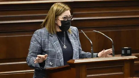 Astrid Pérez en el Parlamento de Canarias.