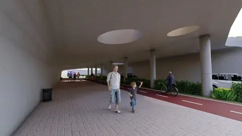 Imagen de la zona de paseo y el carril bici que irán en el paso inferior.