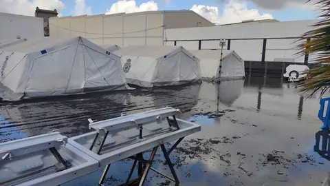 CATE de Arrecife inundado por las lluvias.