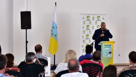 Marcos Lemes en un acto de Nueva Canarias en Haría.