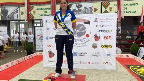 Sara Díaz tras proclamarse campeona de Europa de Tiro de Precisión de Petanca.