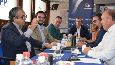 Reunión de dirigentes del PP para abordar el tema del REF en las Cortes Generales.