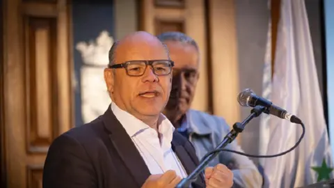 José Miguel Barragán y Mario Cabrera el pasado viernes en Arrecife durante la presentación de la candidatura de Echedey Eugenio.