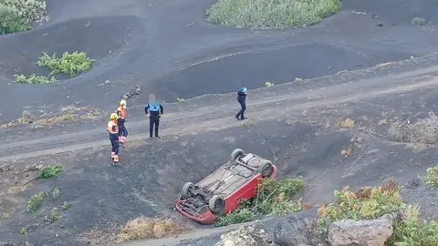 Coche accidentado este domingo en Tías.