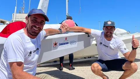 Alfredo González y Cristian Sánchez participantes de la Copa de España de Snipe en Cádiz.