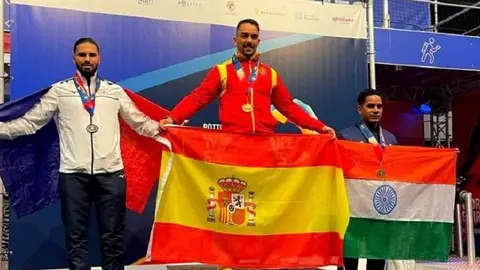 Imagen de Jeremías Lasso Quintero en los Juegos Mundiales de Policías y Bomberos.