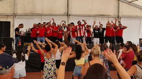 Imagen de uno de los actos de celebración del cincuenta aniversario del San Bartolomé CF.