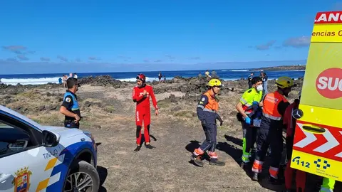 Imagen del momento del traslado del deportista herido