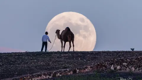 Preciosa imagen de la luna llena de estos días en Lanzarote.