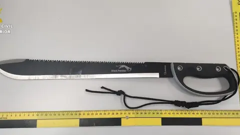 Imagen del machete empleado por el detenido.