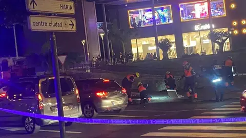Momento de la retirada de la farola por parte de los bomberos del Consorcio