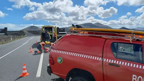 Imagen del momento del traslado de la accidentada
