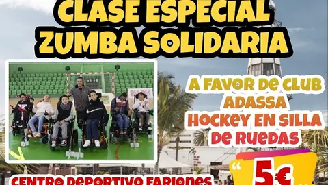 Cartel de la clase especial de zumba solidaria del club Adassa.