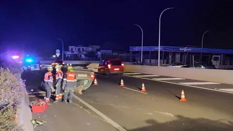 Accidente producido este miércoles en Arrecife.