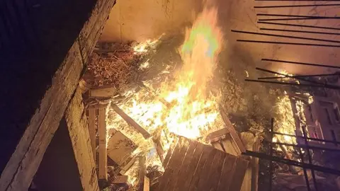 Imagen del espectacular incendio que se produjo en Argana