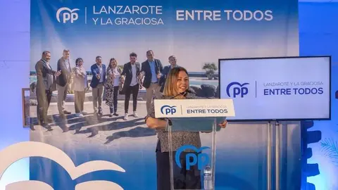 Astrid Pérez durante la presentación de la candidatura del PP en Tinajo