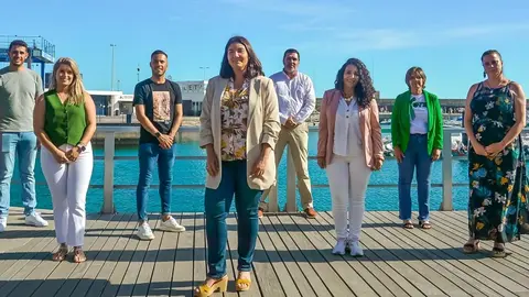 Arminda Barreto y el equipo con el que se presenta en Tías.