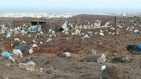 Imagen del mar de plástico que se ha generado de nuevo en Lanzarote