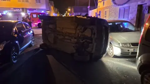 Vuelco producido este viernes en Arrecife.