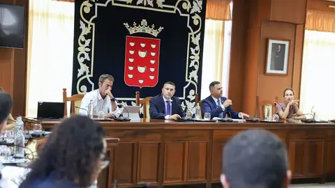 Oswaldo Betancort presidiendo el pleno celebrado este viernes en el Cabildo.