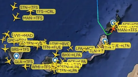 Imagen del galimatías de representación aérea que manejan los controladores. 