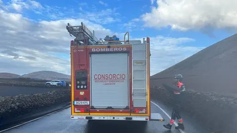 Camión de bomberos en la zona del accidente.