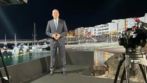 Fernando Clavijo durante la grabación del mensaje de año nuevo