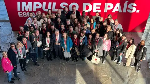 Imagen de los socialistas canarios que han acudido este sábado a Galicia