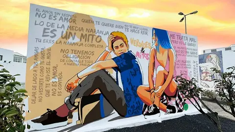murales de la plaza El Pavón con mensajes contra la violencia de género