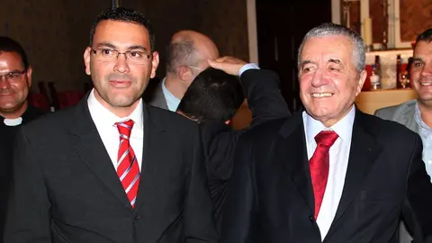 Lorenzo Olarte con Oswaldo Betancort, actual presidente del Cabildo de Lanzarote al que trajo a la política